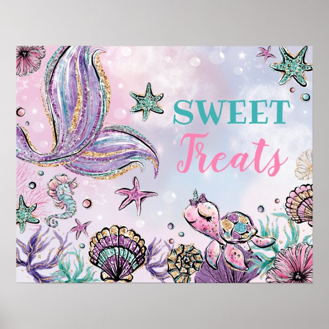 Sweet Treats Mermaid Birthday Under the Sea Baby Poster (Front)