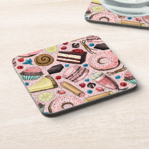 Sweet treats on pink coaster