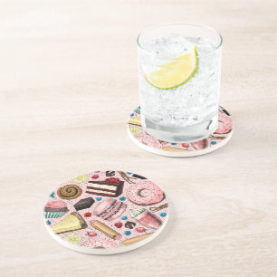 Sweet treats on pink coaster