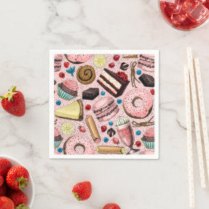 Sweet treats on pink napkin
