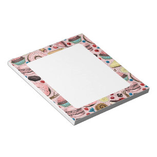 Sweet treats on pink notepad
