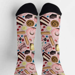 Sweet treats on pink socks