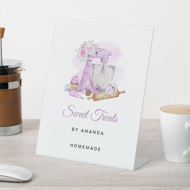 Sweet Treats Purple Bakery  Pedestal Sign (In SItu)