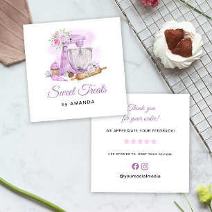 Sweet Treats Purple Thank you Square Business Card