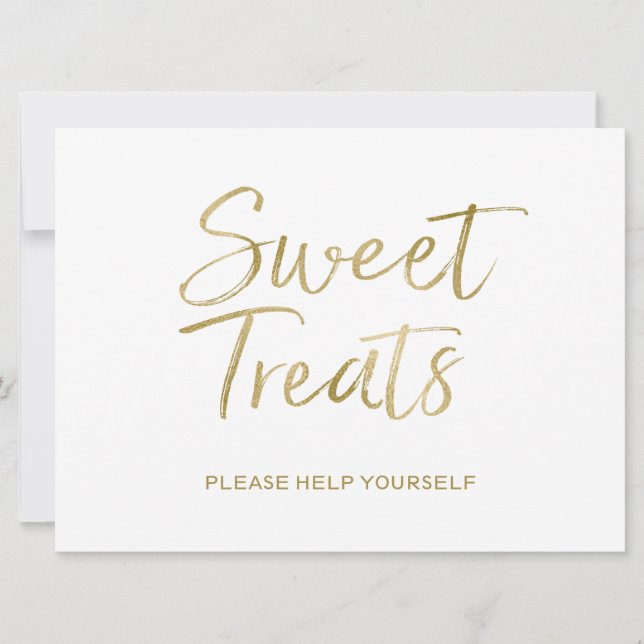 "Sweet Treats" Sign | Stylish Gold Lettered Invitation (Front)