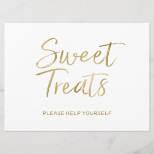 "Sweet Treats" Sign Stylish Gold Lettered Invitation