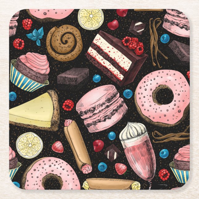 Sweet treats  square paper coaster (Front)
