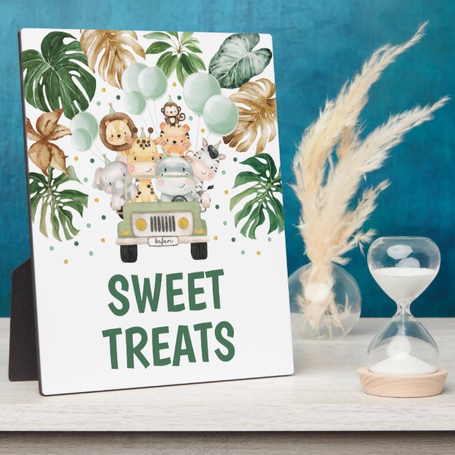 Sweet Treats Tropical Safari Animals Party Sign Plaque (Side)