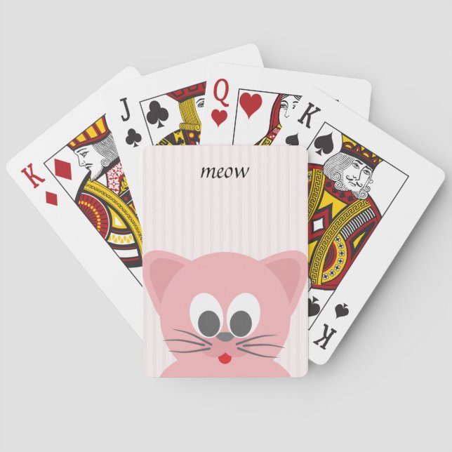 Sweet Trendy Pink Cat Playing Cards (Back)
