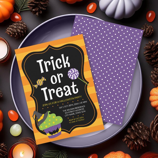 Sweet Trick or Treat Halloween Party Invitation (Creator Uploaded)