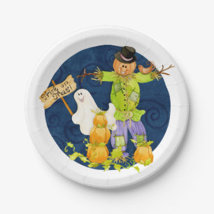 Sweet Trick or Treat Halloween Party Pumpkin Ghost Paper Plate