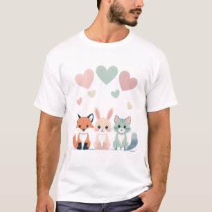 Sweet Trio – Pastel Baby Animal Illustration T-Shirt