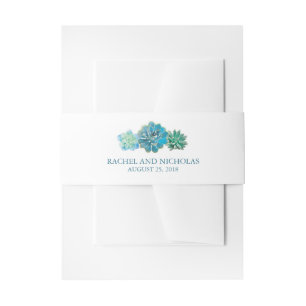 Sweet Trio Succulents Watercolor Wedding Invitation Belly Band