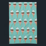 Sweet triple ice cream cone pattern kitchen towel<br><div class="desc">Everyone loves ice cream! Give the gift of this cute kitchen towel with an ice cream cone triple scoop with cherry on top!
Check my shop for lots more colours and patterns!</div>