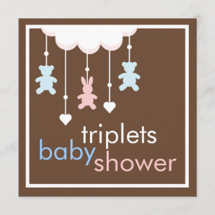 Sweet Triplets Mobile Baby Shower Invitation