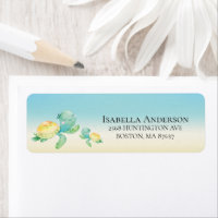 Sweet Turtle Baby Shower Address Label