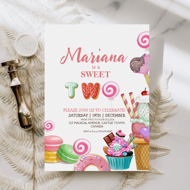 Sweet Two Cute Ice Cream Cupcakes Kids Birthday  Invitation (Creator Uploaded)