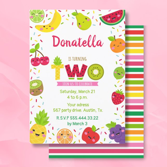 Sweet two year invitation, fruit party invitation (Creator Uploaded)