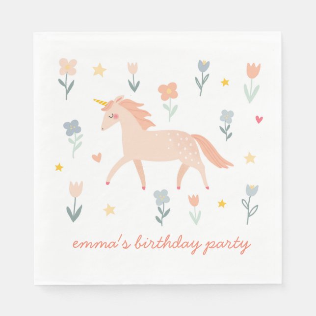 Sweet Unicorn Floral  Napkin (Front)