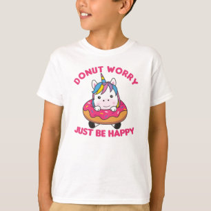 Sweet Unicorn Funny Animals In Doughnut Pink T-Shirt