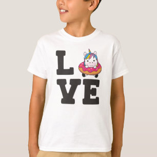 Sweet Unicorn Funny Animals In Doughnut Pink T-Shirt