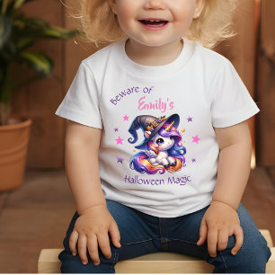 Sweet Unicorn Girls Halloween with Name Baby T-Shirt