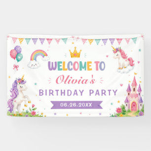 Sweet Unicorn & Rainbow Party Banner