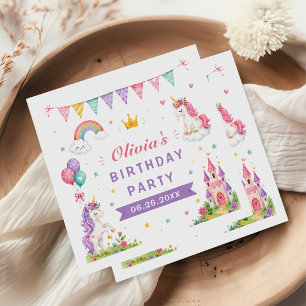 Sweet Unicorn & Rainbow Party Napkin
