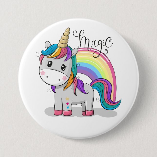 Sweet unicorn with big eyes 7.5 cm round badge (Front)