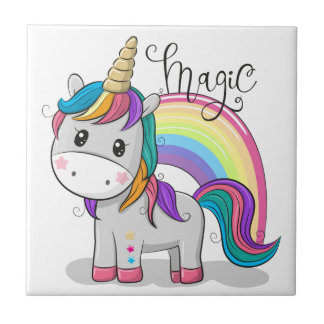 Sweet unicorn with big eyes tile