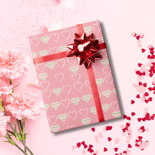 Sweet Valentine Argyle Hearts Tiled Wrapping Paper