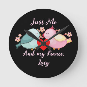 sweet valentine couple personalised customise round clock