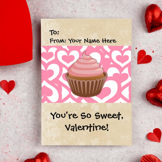 Sweet Valentine Cupcake Holiday Card (cupcake valentines day cards for kids)