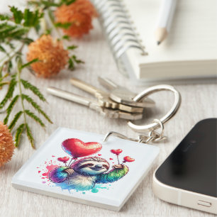 Sweet Valentine Sloth Key Ring