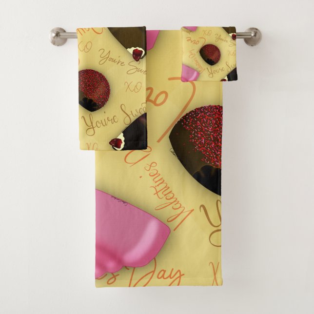 Sweet Valentine - Valentine's Day Candy Pattern Bath Towel Set (Insitu)