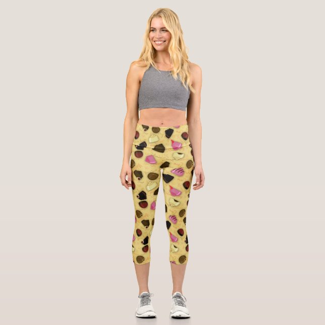 Sweet Valentine - Valentine's Day Candy Pattern Capri Leggings (Front)