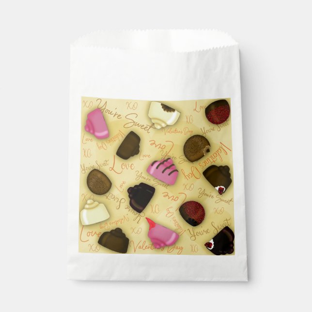 Sweet Valentine - Valentine's Day Candy Pattern Favour Bags (Front)