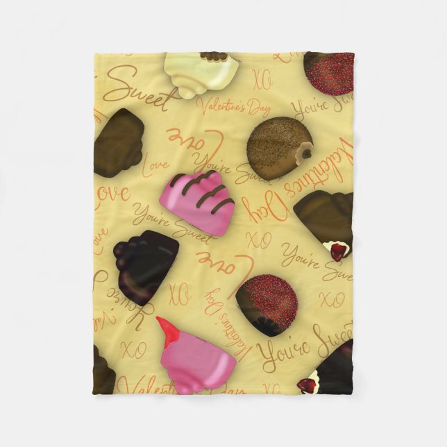 Sweet Valentine - Valentine's Day Candy Pattern Fleece Blanket (Front)