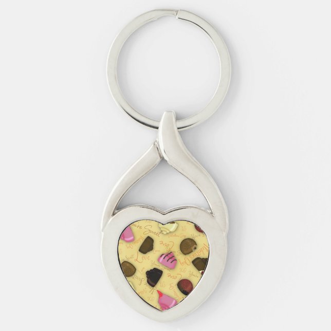 Sweet Valentine - Valentine's Day Candy Pattern Key Ring (Front)