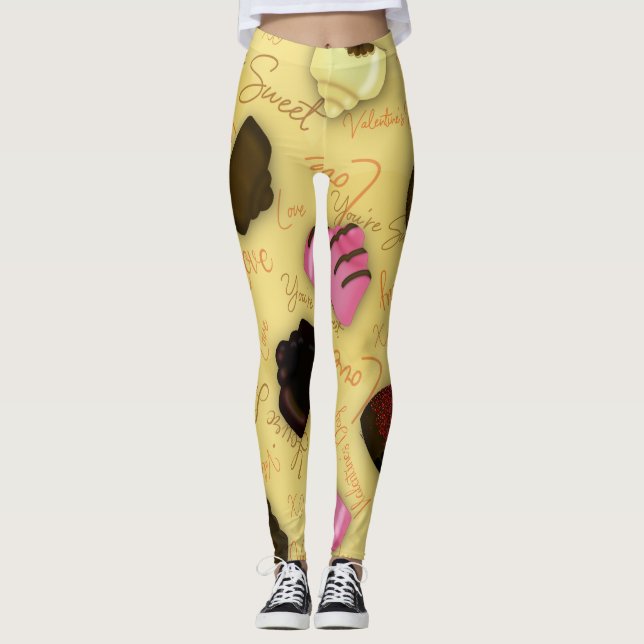 Sweet Valentine - Valentine's Day Candy Pattern Leggings (Front)