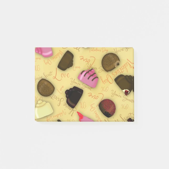 Sweet Valentine - Valentine's Day Candy Pattern Post-it Notes (Front)