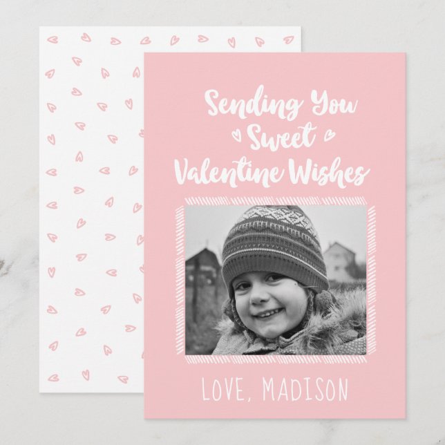 Sweet Valentine Wishes Valentines Day Photo Card (Front/Back)
