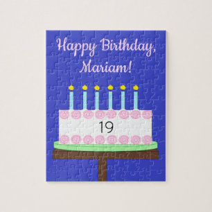 Sweet, Vanilla Birthday Cake: Blue Jigsaw Puzzle