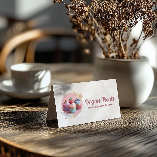 Sweet Vegan Treats Candy Shop Confectioner Peach Business Card (Perfect for business)