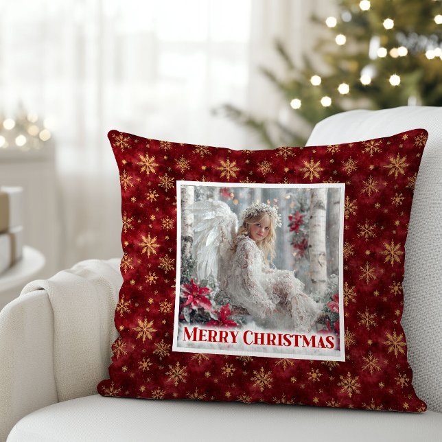 Sweet Victorian Angel Red Gold Festive Christmas  Cushion (Sweet Victorian Angel Red Gold Festive Christmas Pillow

)