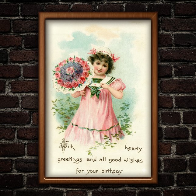 Sweet Vintage 1907 Birthday Bouquet Wishes Poster (Creator Uploaded)