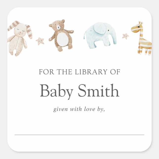 Sweet Vintage Baby Shower Library Square Sticker (Front)