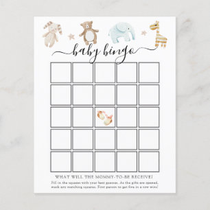 Sweet Vintage Baby Toys Bingo Game Card