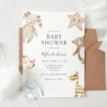 Sweet Vintage Baby Toys Shower Invitation<br><div class="desc">Fun baby shower invitation featuring watercolor baby toys including gender neutral stuffed animals. Personalise with your information or click "Click to customise further" to edit font styles,  size and colours.</div>