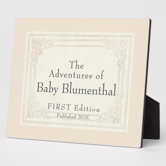 Sweet Vintage Book Title Personalised Baby Sign Plaque (Side)